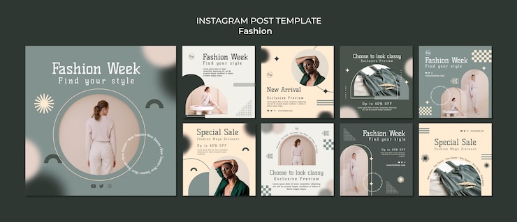 Gratis PSD collectie instagram-berichten voor damesmodeweek