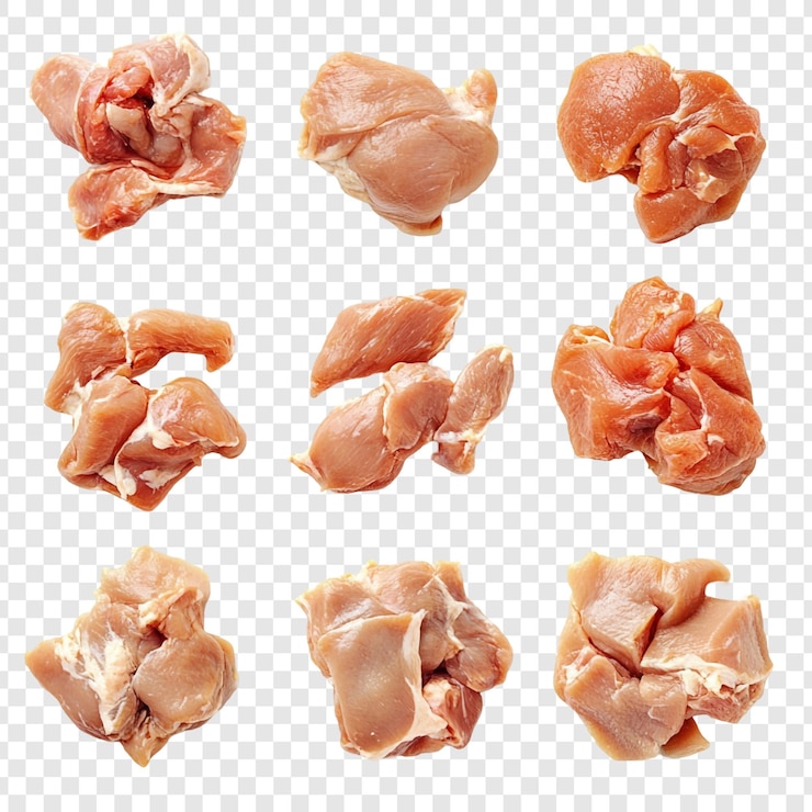 Gratis PSD collectie van rauwe kippenstukken klaar voor het koken