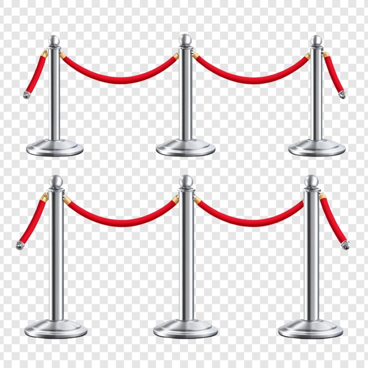 Gratis PSD collectie van realistische red velvet rope stanchions set