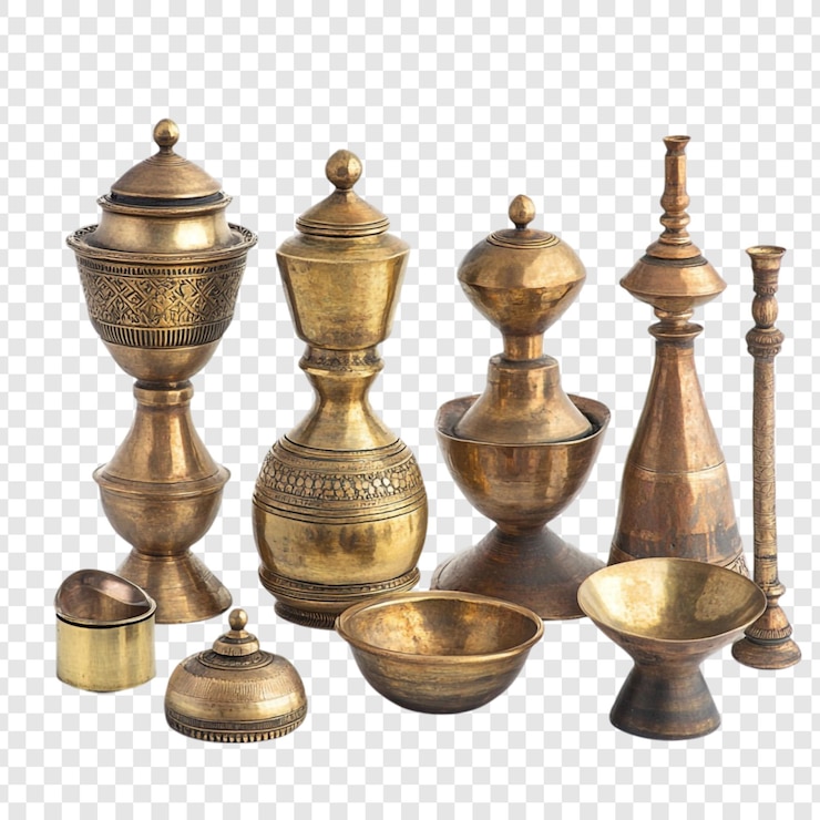 PSD Gratis collection of antique brass vessels