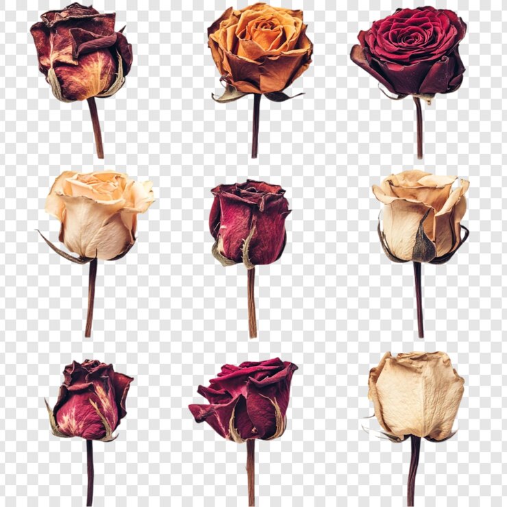 PSD Gratis collection of dried roses a still life of withered beauty