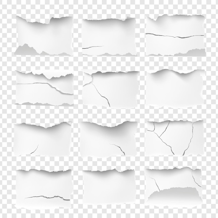 PSD Gratis collection of torn paper pieces realistic ripped edges and cracks for design elements