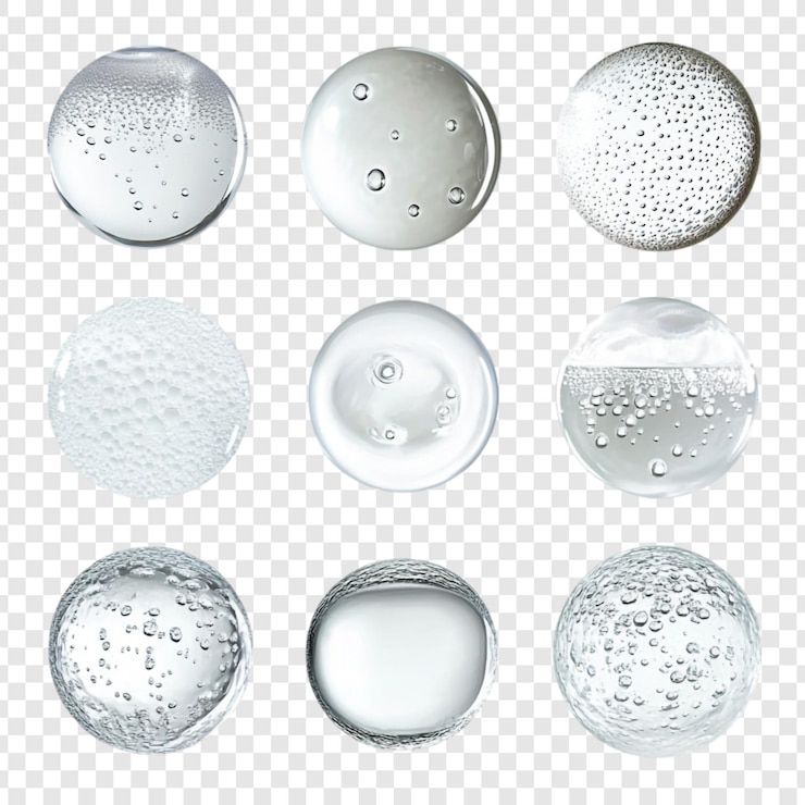 PSD gratuito collezione di bolle di gocce d'acqua e illustrazioni della consistenza della schiuma