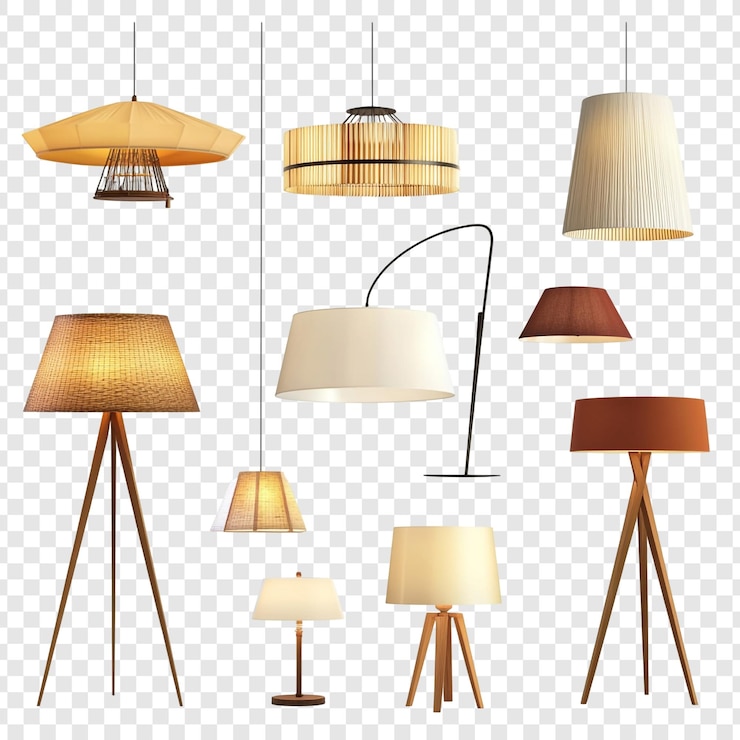 PSD gratuito collezione di eleganti lampade e apparecchi di illuminazione moderni