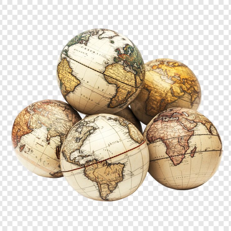 PSD gratuito collezione di globi antichi un souvenir di viaggio d'epoca