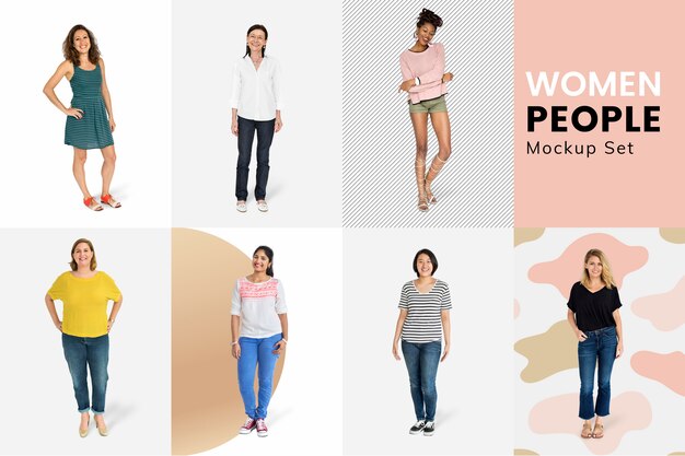 Collezione di mockup di donne diverse