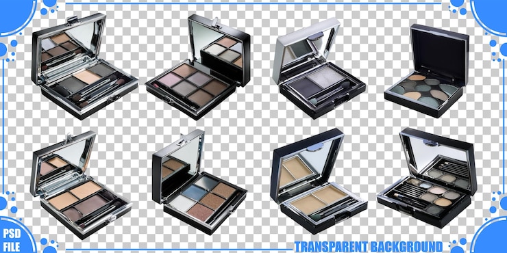 PSD gratuito collezione di palette di trucco su sfondo trasparente