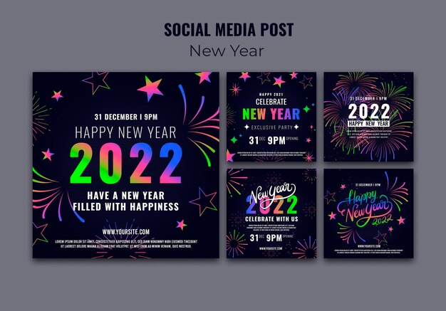 Collezione di post ig celebrativi per il nuovo anno
