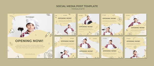 Collezione di post Instagram per ristorante