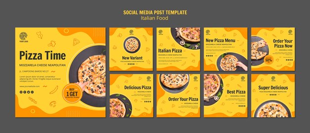 Collezione di post su Instagram per il bistrot alimentare italiano