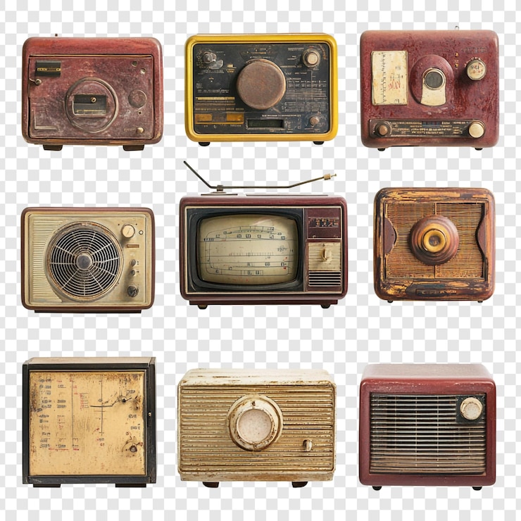 PSD gratuito collezione di radio e televisori d'epoca
