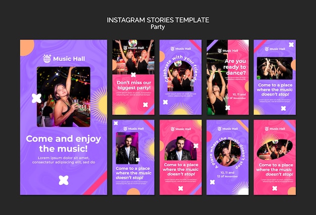 Collezione di storie di instagram per feste da ballo