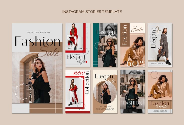 PSD gratuito collezione di storie di instagram per la vendita di moda