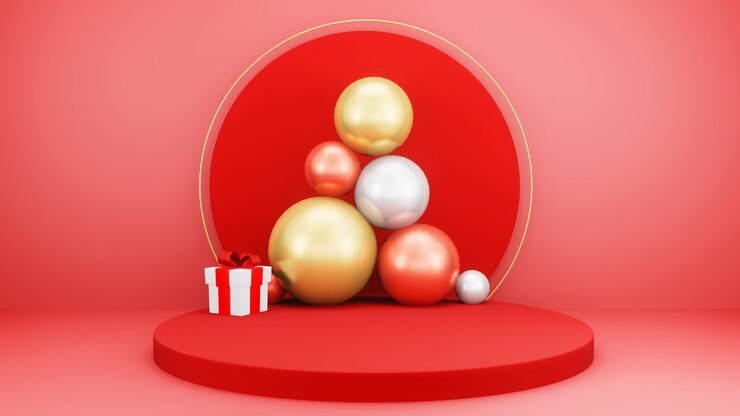 PSD gratuito colocación de productos presentación podio regalos de navidad soporte de regalos representación 3d abstracta