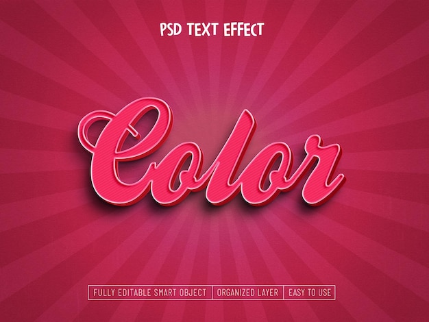 PSD gratuito color magenta color de estilo 3d fuera del efecto de texto del año 2023