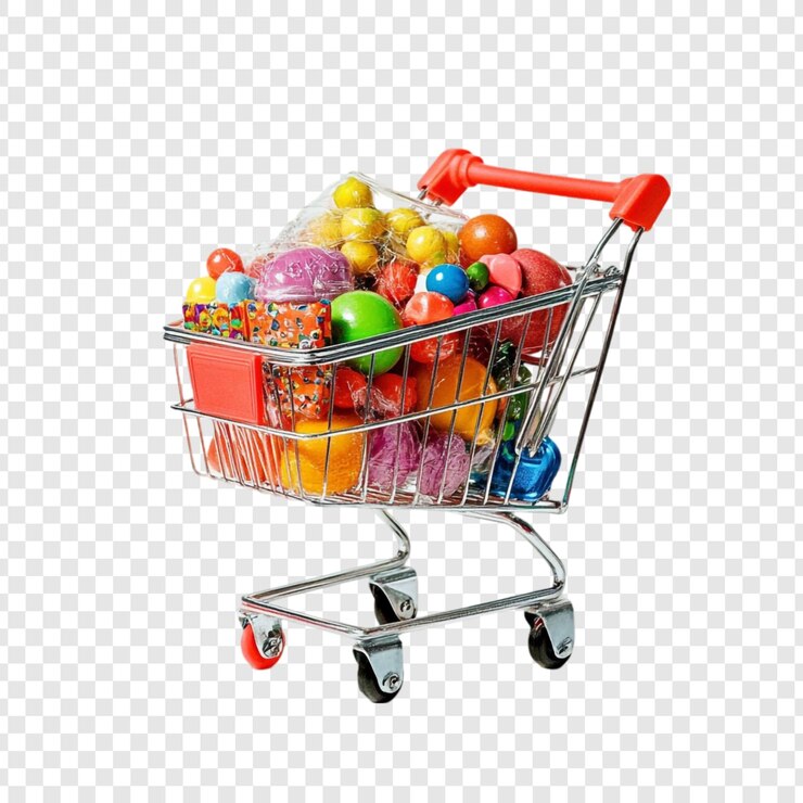 PSD Gratis colorful candy shopping cart