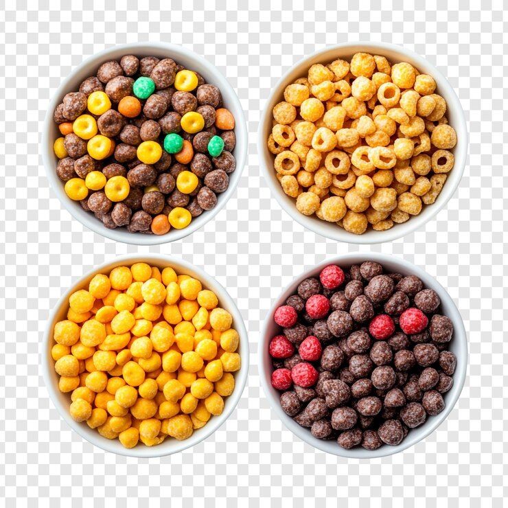 PSD Gratis colorful cereal bowls a delightful breakfast
