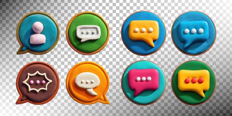PSD Gratis colorful chat icons in play dough style