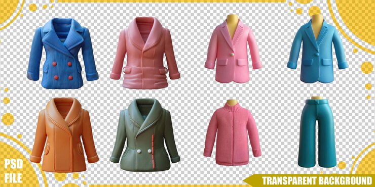 PSD Gratis colorful collection of stylish winter coats and pants