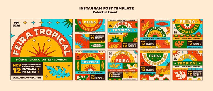 PSD Gratis colorful design  instagram posts template