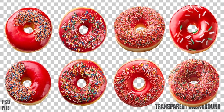 PSD Gratis colorful donuts on transparent background