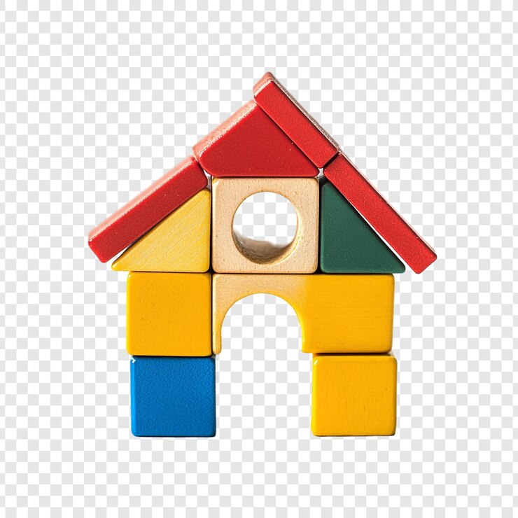 PSD Gratis colorful wooden building blocks house toy