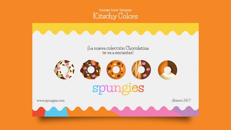 PSD gratuito colori kitsch disegnano la copertina di youtube