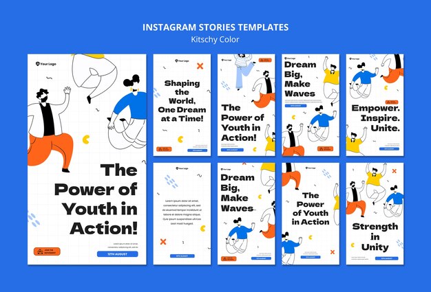Colori kitsch disegnano storie di instagram