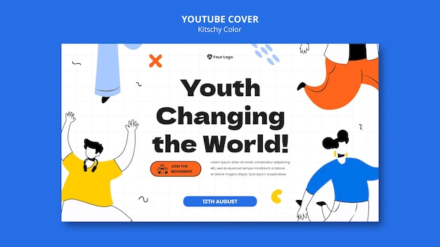 Colori kitsch progettano il modello di copertina di youtube