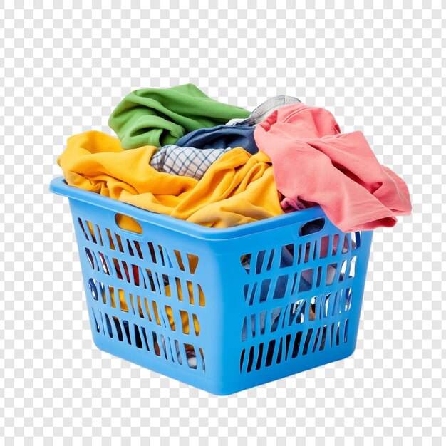 Una colorida canasta de la ropa que está llena de ropa