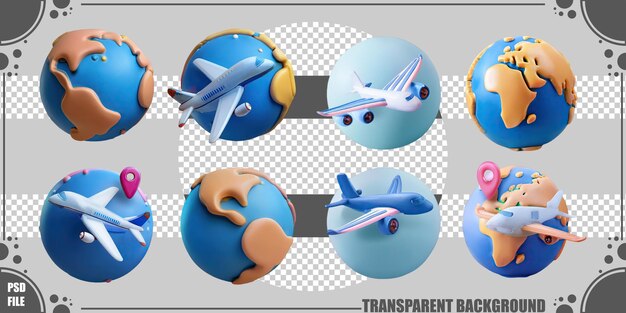 Colorido concepto de viaje aéreo con globos y aviones