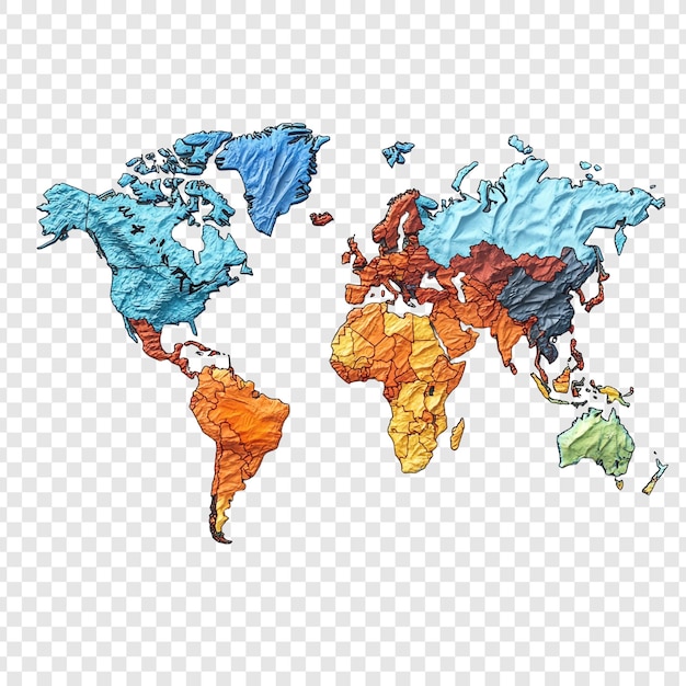 El colorido mapa del mundo en 3D, una perspectiva global