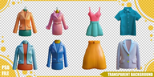Los coloridos maniquíes de la moda muestran trajes elegantes