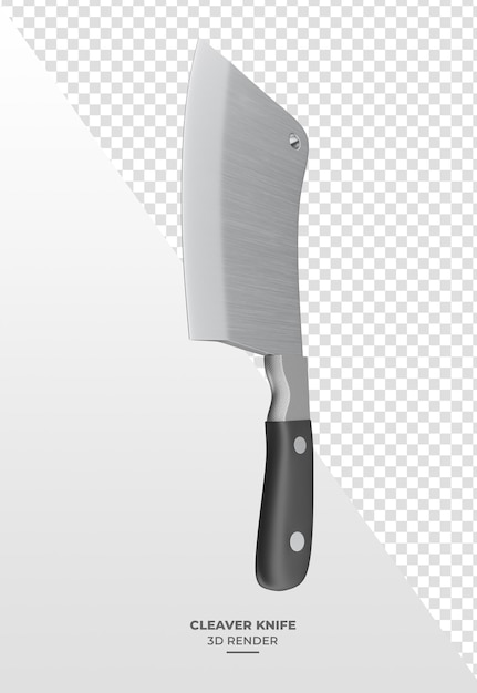 Coltello a taglia con manico nero in rendering 3D con sfondo trasparente