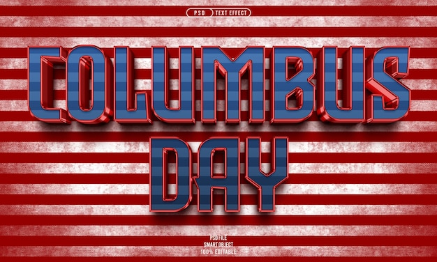 Gratis PSD columbus day 3d bewerkbare tekst-effect