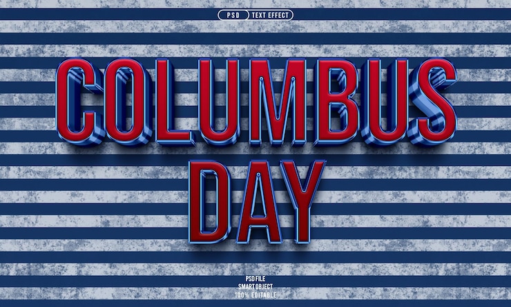 PSD Gratis columbus day 3d editable text effect