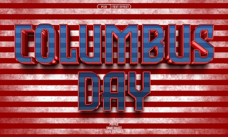 PSD Gratis columbus day 3d editable text effect
