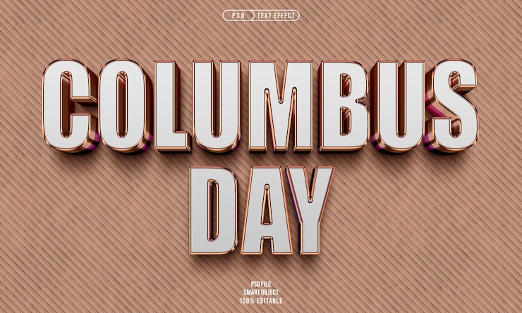 PSD Gratis columbus day 3d editable text effect