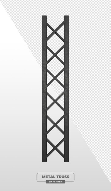 Columna de acero industrial estrecha con estructura de soporte cruzado Renderizado en 3D