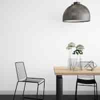 PSD gratuito comedor moderno, luminoso y realista con mesa y sillas de madera