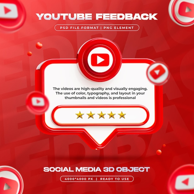 Comentarios de Youtube Revisión de las redes sociales aisladas Renderizado en 3D