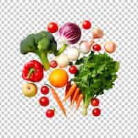 PSD gratuito comestibles y verduras frescas aisladas sobre un fondo transparente.