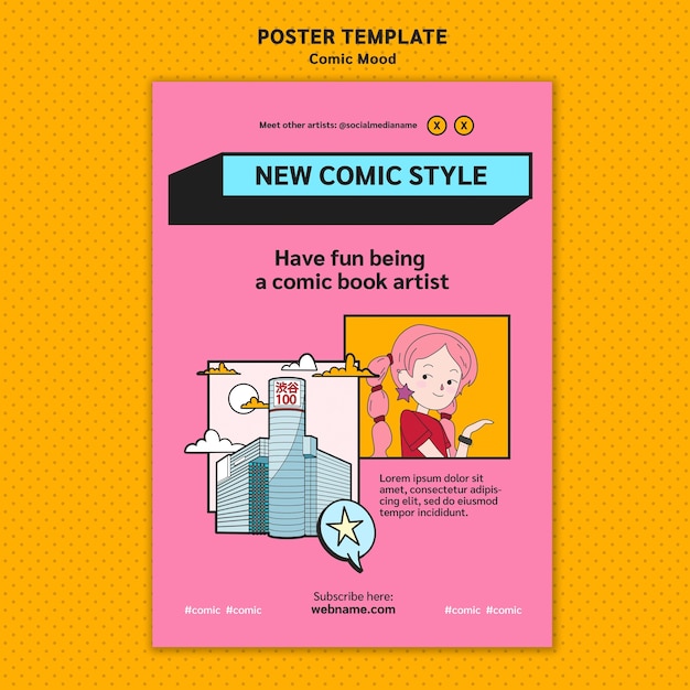 Gratis PSD comic ontwerpsjabloon poster