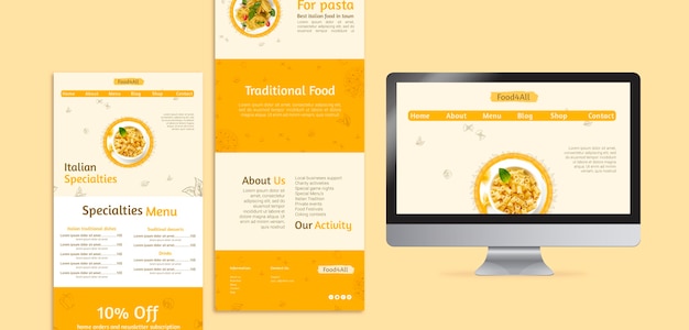 Comida italiana con computadora