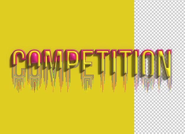 Competitie belettering 3d line art transparant psd lettertype ontwerp
