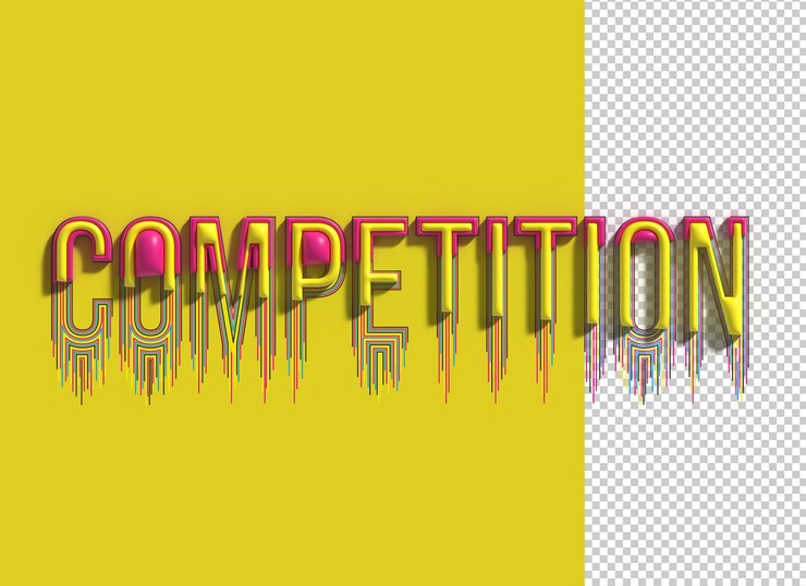 PSD Gratis competition lettering 3d line art transparent psd font design