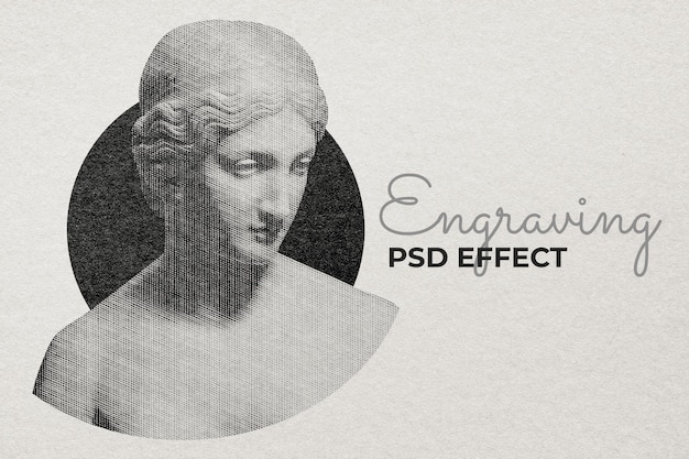 Componente aggiuntivo Photoshop effetto incisione PSD