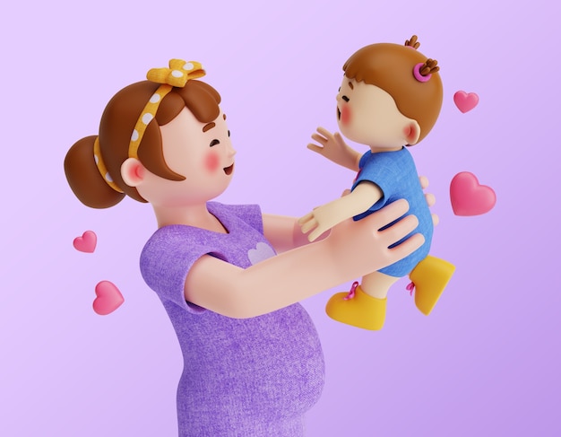 Composición del carácter de la maternidad 3d