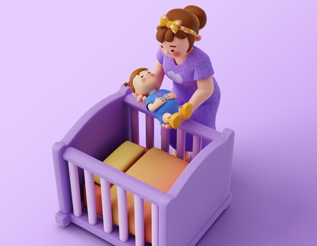 Composición del carácter de la maternidad 3d