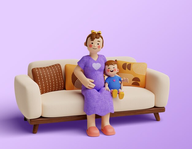 Composición del carácter de la maternidad 3d